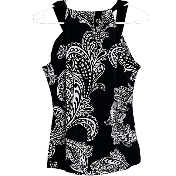 EUC | White House Black Market | Black & White Printed Blouse w/ Bow Size Small - Picture 3 of 5